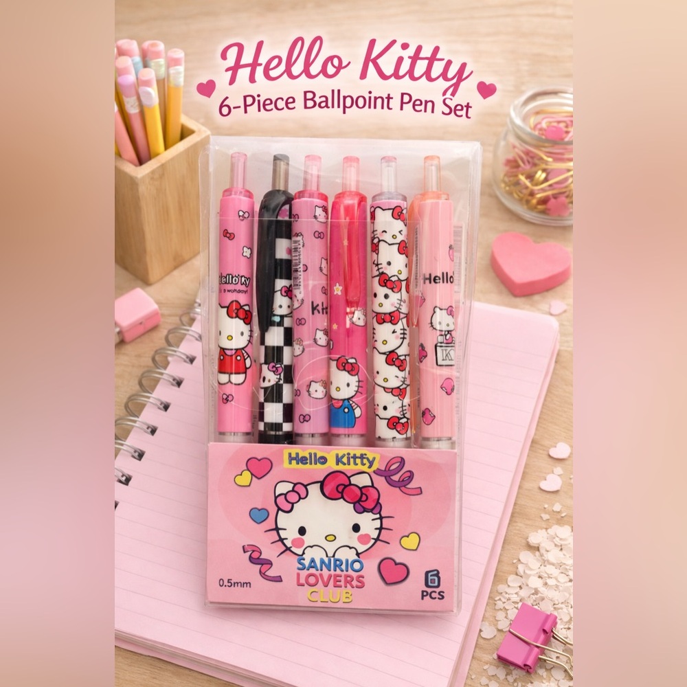 Hello Kitty 6-Piece Ballpoint Pen Set